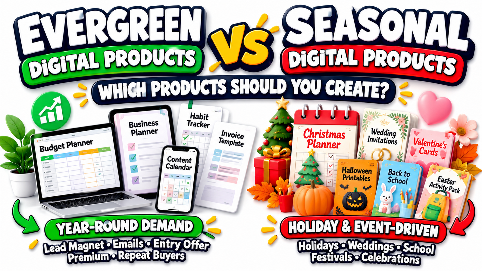Evergreen vs Seasonal Digital Products: Which Products Should You Create?