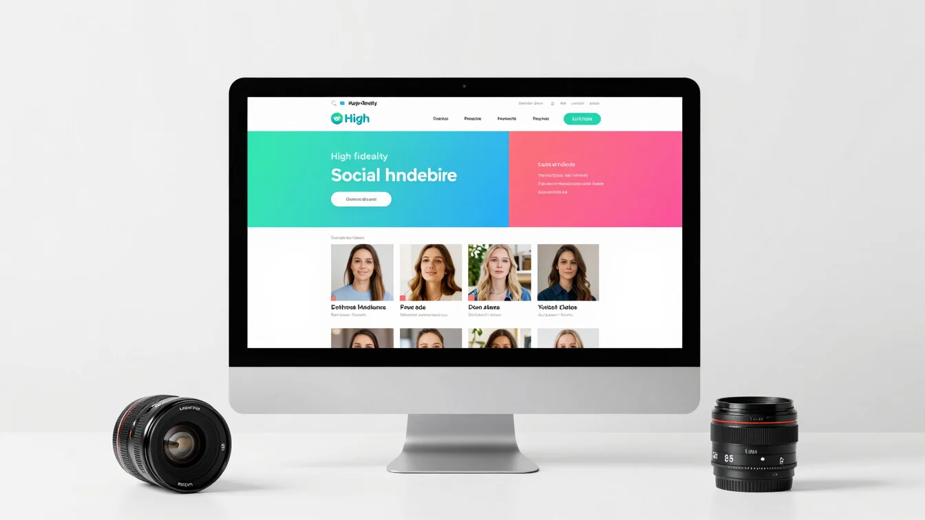 High-fidelity mockup of a social media template displayed on a de
