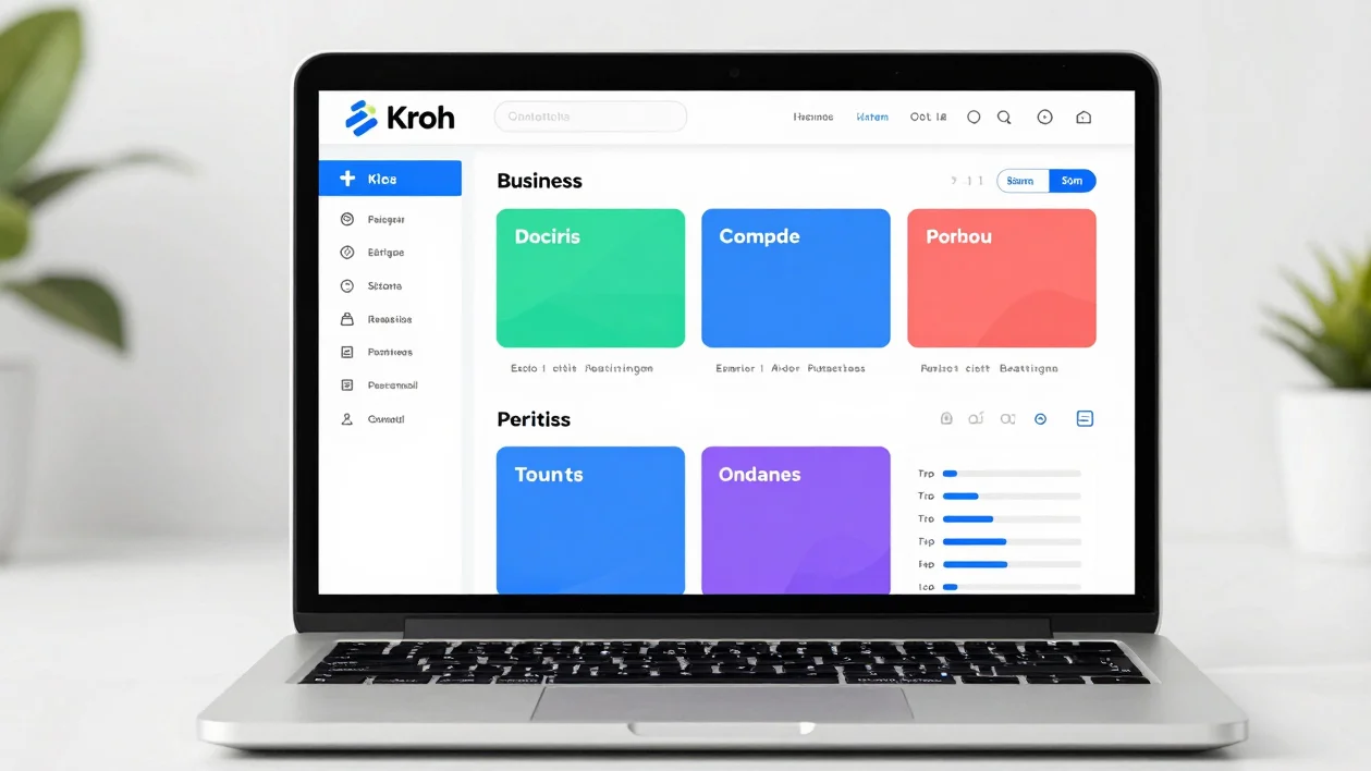 Digital product mockup of a business dashboard on a laptop screen