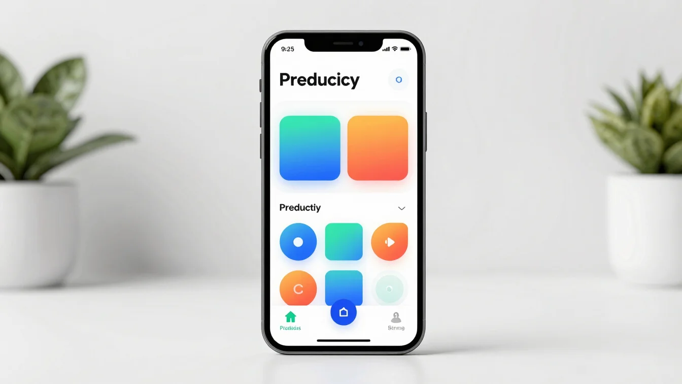 Digital product mockup of a productivity app interface on a smart
