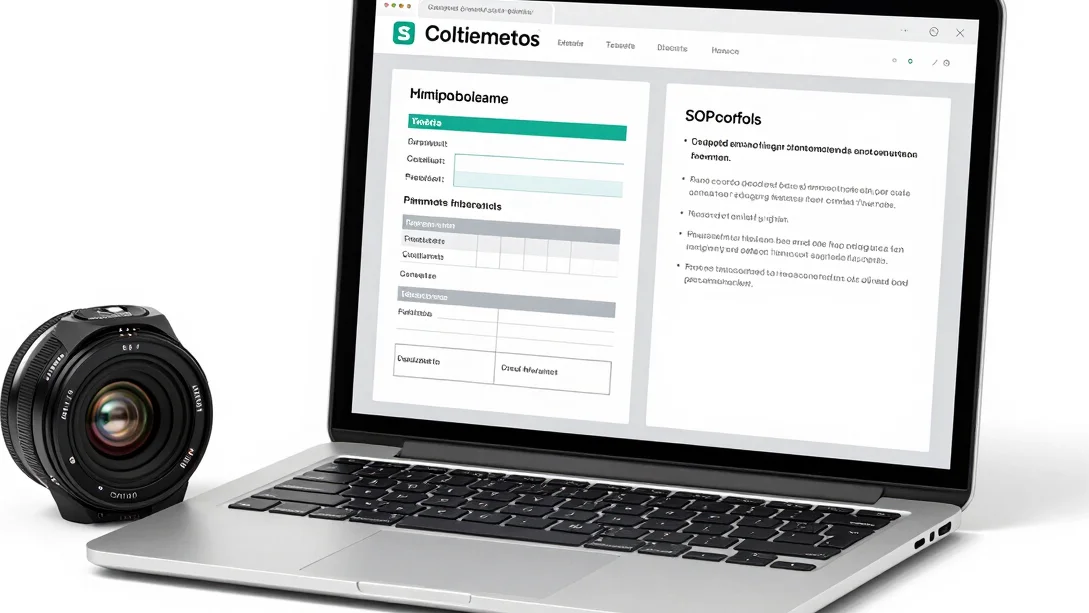 Digital mockup of client intake forms and SOP documents on a lapt