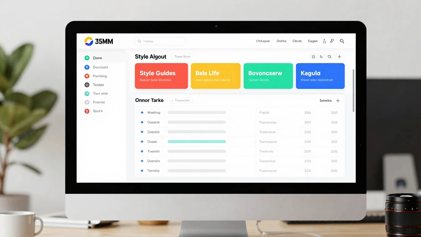 Digital mockup of a branding style guide and sales tracker dashbo