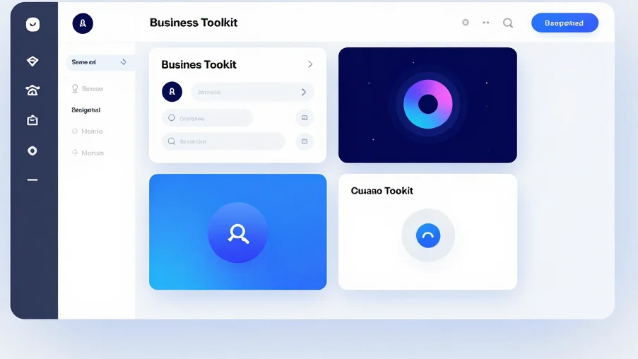 Digital product mockup of a business toolkit interface, clean ass