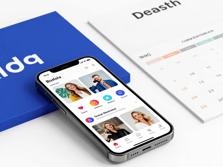 Close-up detail of a creator bundle mockup, showing a social medi