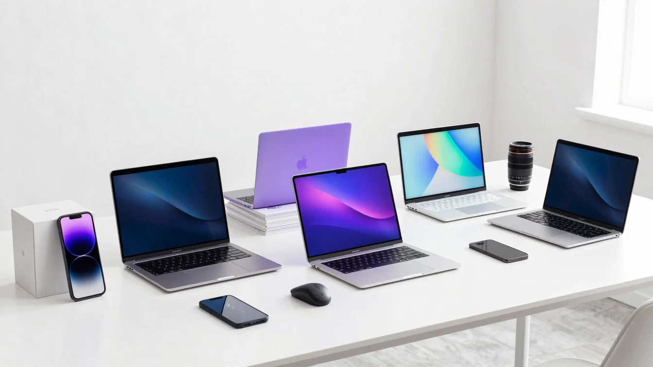 Digital product mockup of stacked mega bundle covers, vibrant tec