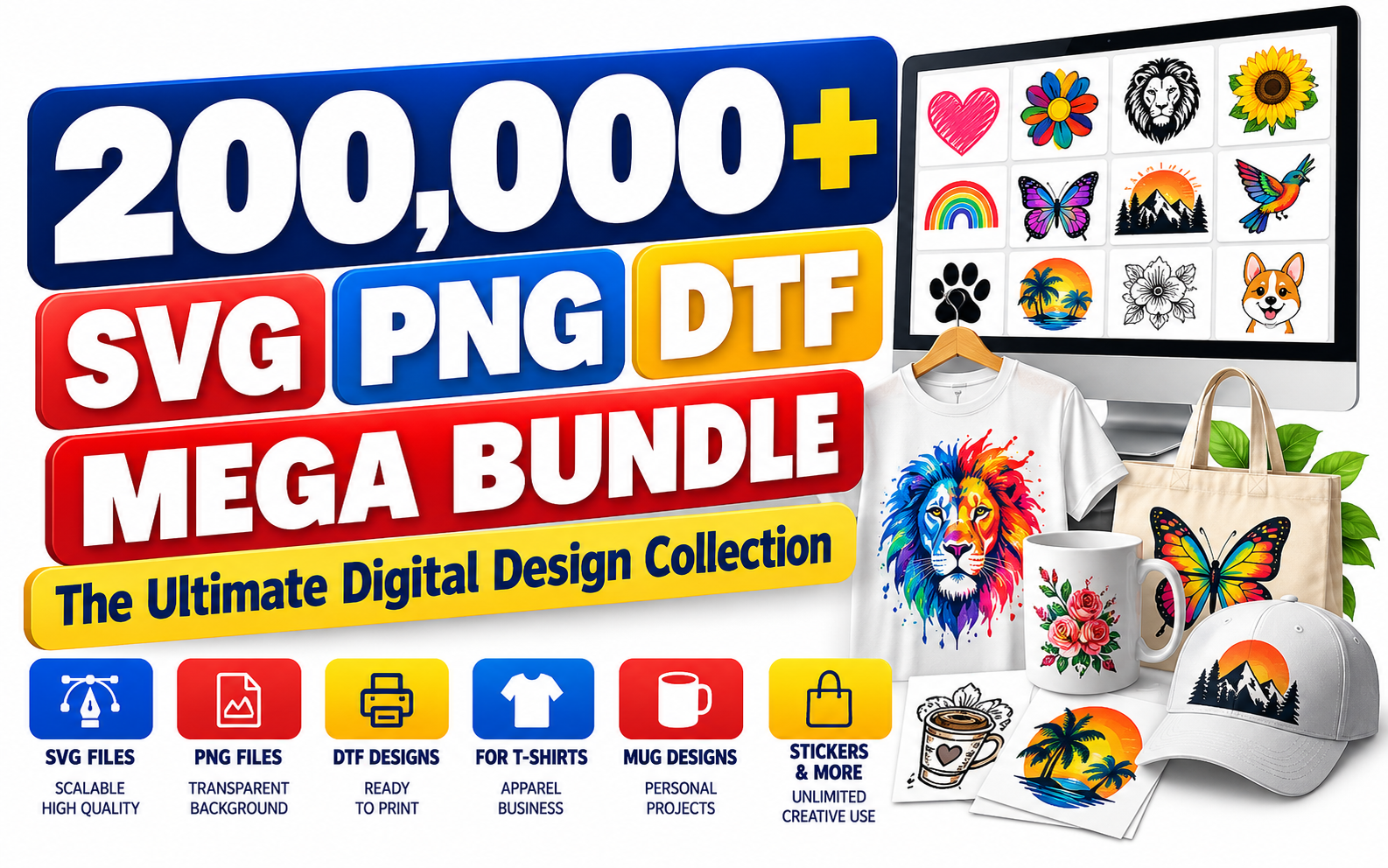 SVG, PNG, and DTF Mega Bundle