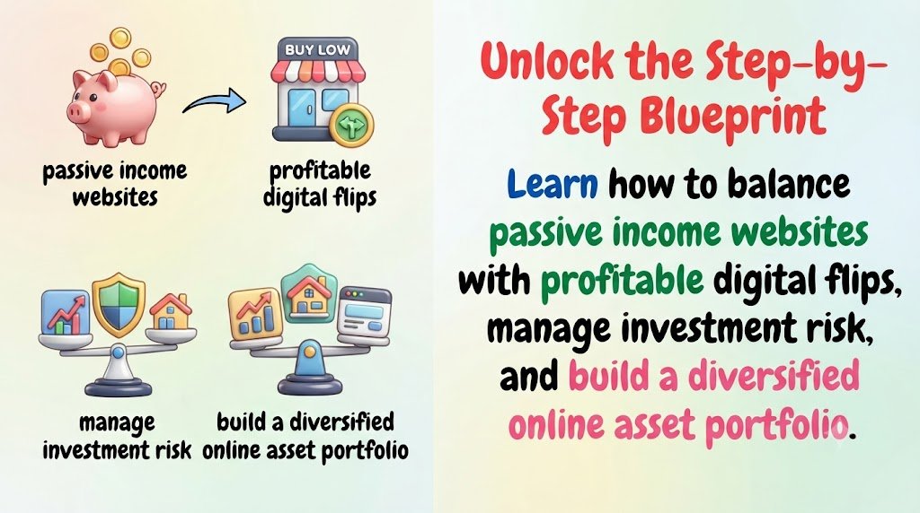 Learn how to balance passive income websites with profitable digital flips, manage investment risk, and build a diversified online asset portfolio.
