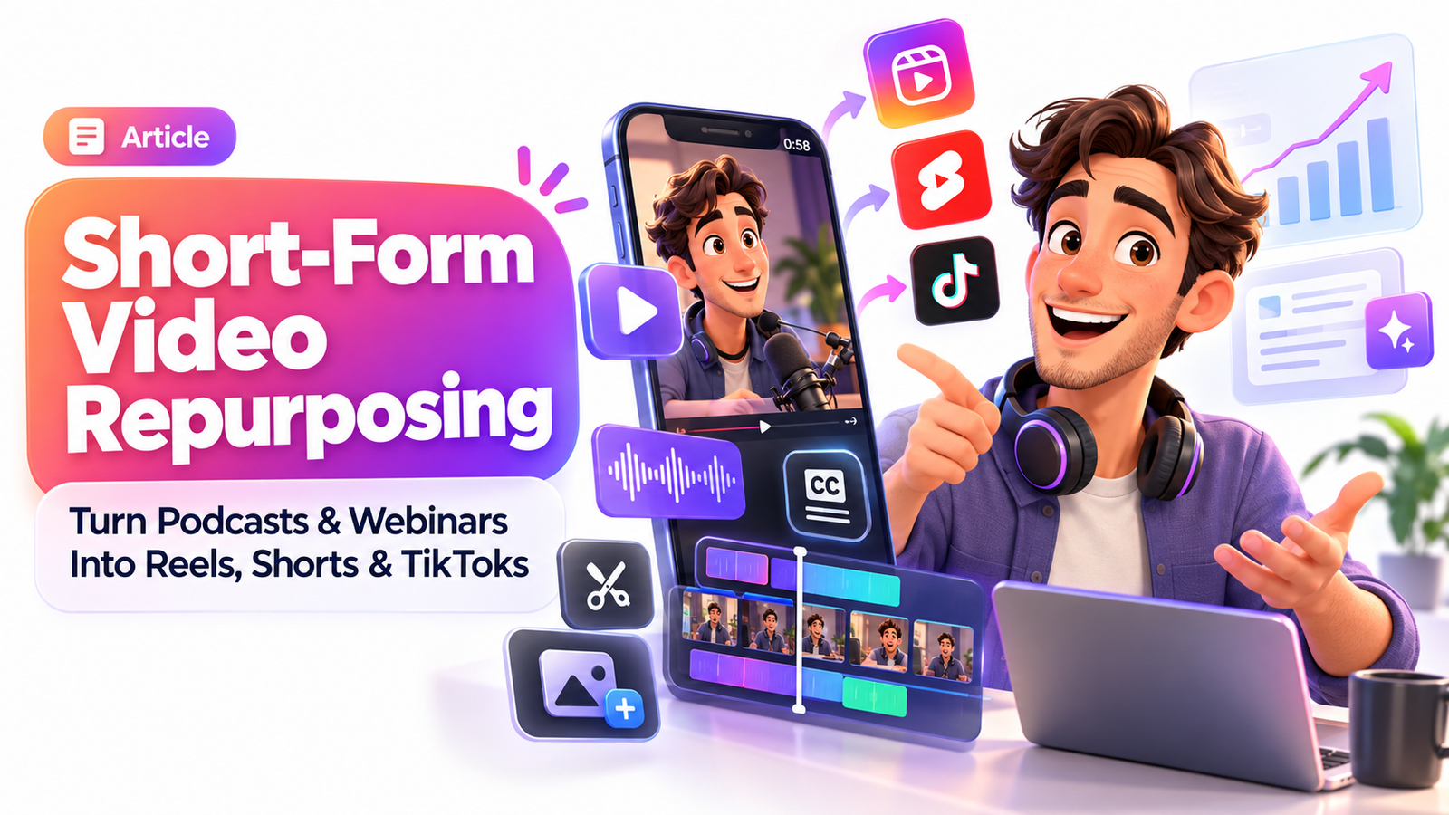 Turn Podcasts and Webinars Into Reels, Shorts, and TikToks