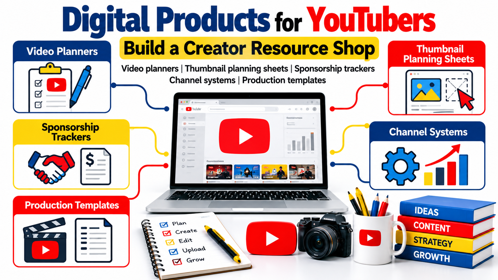 Digital Products for YouTubers, YouTube Templates, Content Creator Resources, YouTube Video Planner, YouTube Content Calendar, YouTube Sponsorship Tracker, YouTube Thumbnail Planner, Creator Templates, YouTube Production Checklist, YouTube Channel Management, Creator Business, Digital Downloads, YouTube Marketing, Content Planning, Creator Economy, Digital Product Ideas, YouTube Tools, Content Creator Templates, Video Production Templates, Online Business